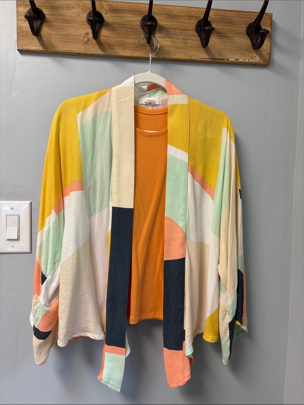 Colorblock Open Front Kimono shirt- Multi